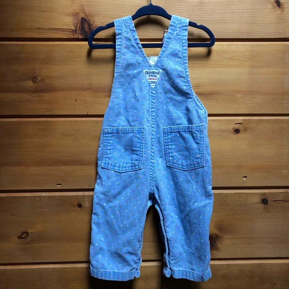 Vintage Oshkosh overall corduroy floral blue 12 months